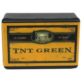 Speer TNT Green Rifle Bullets .22 cal Hornet .224" 30 gr TNT- grN 100/ct