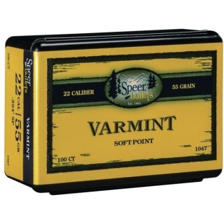 Speer Varmint Soft Point Rifle Bullets .224 cal .224" 55 gr JSP 100/ct