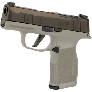 SIG SAUER P365X TWO TONE TAN 9MM PSTL 3.1" BBL 2-12RD MAGS, OPTC PLTE COVER