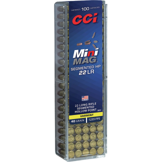 CCI Mini-Mag Rimfire Ammo 22 LR 40 gr. Segmented Hollow Point 100 rd.