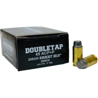 Double Tap Hardcast Solid Handgun Ammunition .45 Auto(+P) 255gr SWC 875 fps 20/ct
