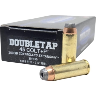 Double Tap Controlled Expansion Handgun Ammunition .45 Colt(+P) 250gr SJHP 1375 fps 20/ct
