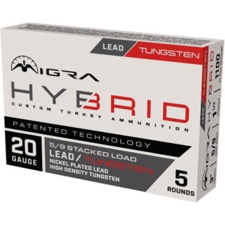 Migra Hybrid Turkey HD Tungsten/Nickel Plated Lead Stack Shotshells 20ga 3" 1-1/2oz 1100 fps #5 & #9 5/ct