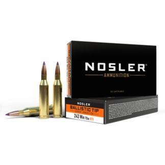 Nosler Ballistic Tip Varmint Rifle Ammunition .243 Win 70gr BT SP 3500 fps 20/ct