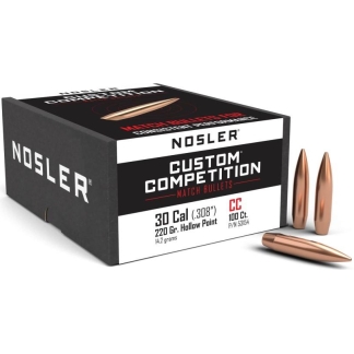Nosler Custom Competition Rifle Bullets .30 cal .308" 220 gr HPBT 100/ct