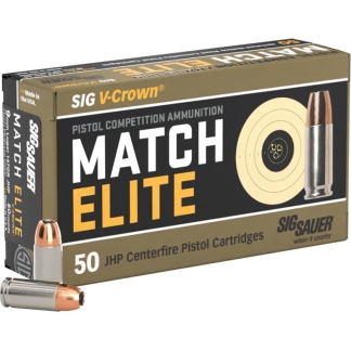 Sig Sauer Match Elite Handgun Ammunition 9mm Luger 147gr JHP 880 fps 50/ct
