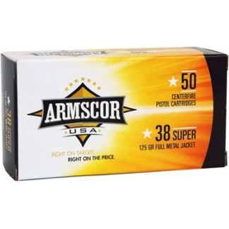 ARMSCOR 38 SUPER 125GR FMJ - 50RD 20BX/CS MADE IN USA