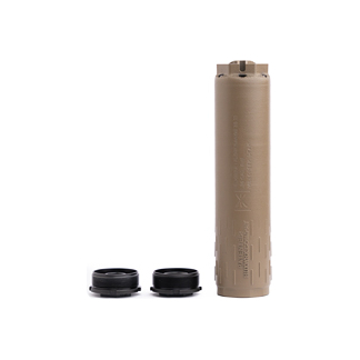 HUXWRX Flow Range 36 Ti suppressor in Flat Dark Earth with direct-thread adapters
