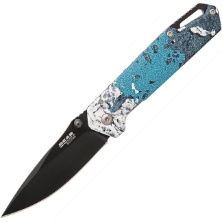 Bear & Son Brisk 3.0 Medium Folding Knife 2-7/8" Drop Point Blade TrueTimber Rift Blue