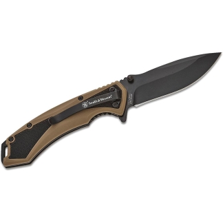 Smith & Wesson Extreme Ops Spring Assist Folding Knife 3-1/4" Drop Point Blade Black Tan Box