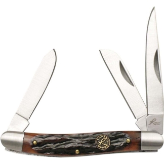Roper Knives Stockman Chaparral Series Pocket Knife 3 Blades 2-1/2" Brown Bone