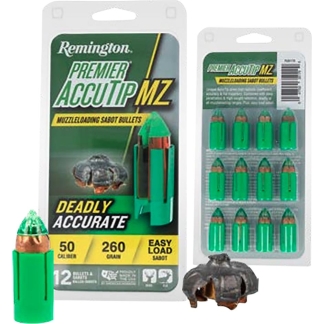 Remington .50 caliber 260gr Premier AccuTip MZ with Sabot Muzzleloader Bullets 12/ct