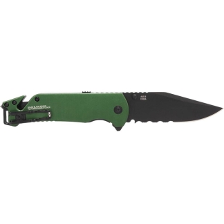 SOG Knives Escape 2.0 Folding Knife 3-2/5" Semi Serrated Clip Point Blade OD Green Blister