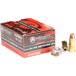 Specialty Cartridge Elite Defense Handgun Ammunition 9mm Luger 124gr JHP 1165 fps 20/ct