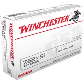 Winchester USA Rifle Ammunition 7.62 Nato 147 gr FMJ  - 20/box