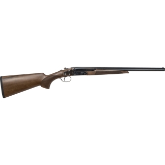 Bolt-action rifle with a wooden stock and long barrel, side view for hunting use