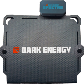 Rugged black device with hex texture and the 'DARK ENERGY' logo, a blue module on top labeled 'DARK ENERGY SPECTRE'.