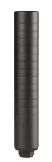 Black cylindrical device with a ribbed grip, likely a vape battery or similar power mod.
