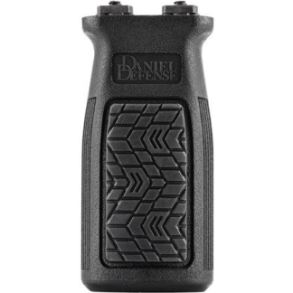Black tactical rifle grip accessory with a textured, chevron-pattern front panel and a Daniel Defense logo at the top.