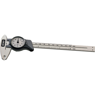 Dial caliper with a measuring dial used to measure external dimensions precisely