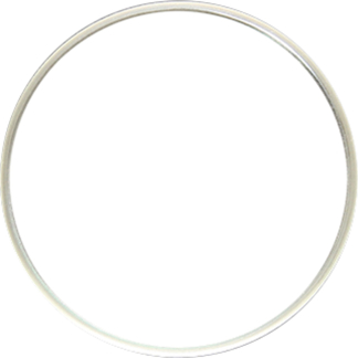 Thin silver hoop earring on a white background
