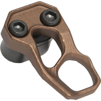 Bronze-colored clamp with two screws and a curved opening for mounting a component (likely a bicycle part).