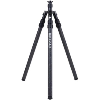 Three-legged adjustable camera tripod with a raised center column.