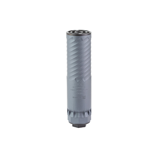 Cylindrical metal drill bit with twisted helical flutes and a hexagonal end, used for drilling holes.