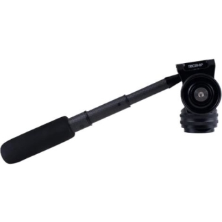 Handheld extendable monopod or pole with a small camera mounted at the end, used to capture shots from a distance.