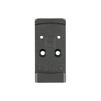 Black electrical outlet receptacle insert with two large holes and two smaller holes, a mounting module for a wall outlet.