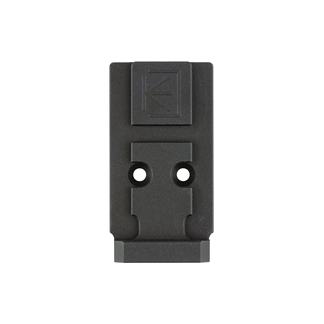 Small black plastic connector with two circular contact holes and a bottom slot, front view.