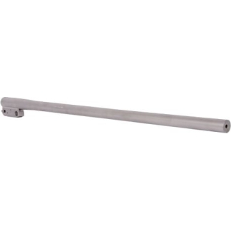 Long gray metal rod with a clamp-style mounting at one end and a hollow tip at the other end.