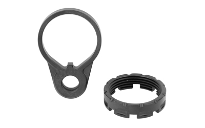 FORTQD-END-CN-COMBO_1 | ATFirearms Two black circular rings: a large loop with a tab and center hole, plus a separate knurled ring—likely mounting clamp parts.