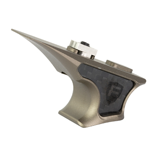 Close-up of a metallic guitar pickup bridge with an adjustable screw and dark pickup housing.