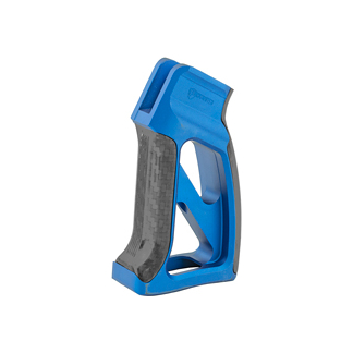 Blue and gray ergonomic utility knife with a retractable blade for cutting cardboard and other materials.