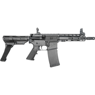 AR-15 style rifle with collapsible stock, tactical handguard, and a 30-round magazine.