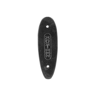 Oval black plastic mounting plate with two screw holes and a raised center ridge; label reads 'KICK EZ'.