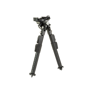 Black adjustable camera tripod with a mounted head and padded legs, set against a white background.