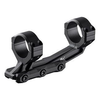 Black double-ring scope mount with a two-ring clamp and base, used to attach a riflescope to a rail-equipped firearm.