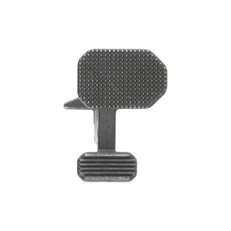 Small metal foot pedal with a textured rounded pad on top and a ribbed pedal at the bottom, on a white background.