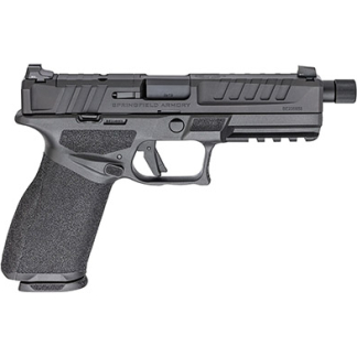 Black Springfield Armory semi-automatic pistol with textured grip and accessory rail, shown from the side.