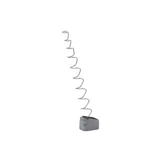 Coiled metal spring extending upward from a small gray rectangular base on a white background.