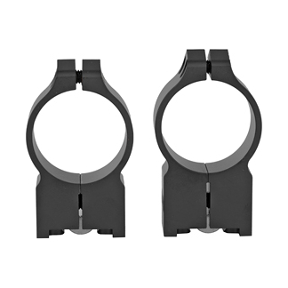 Two black split-ring pipe clamps of different sizes, each with a mounting base for securing cylindrical objects.