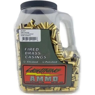 Lightning Ammo Reman. Cleaned & Polished Brass .45 ACP 500/ct Jug (Mixed Primer Size)