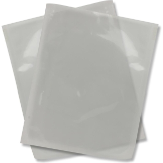Three translucent plastic document sleeves overlapping, clear and empty.