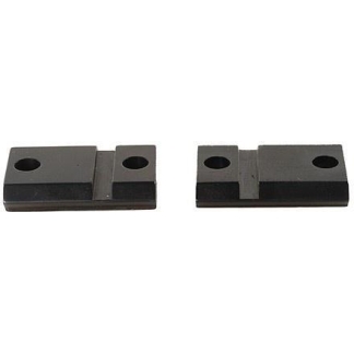 Two identical black rectangular metal blocks, each with a single circular hole and a central raised notch, placed on a white background.