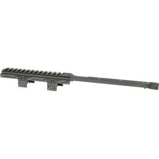 AR-style rifle upper receiver/handguard with a long Picatinny rail, shown from the side