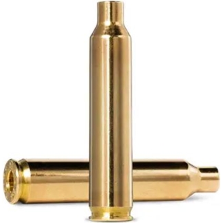 Three brass rifle cartridge casings arranged in a cross on a white background.