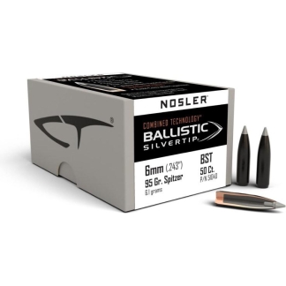 Nosler Ballistic SilverTip Hunting Rifle Bullets 6mm .243" 95 gr SBT-BSTIP 50/ct
