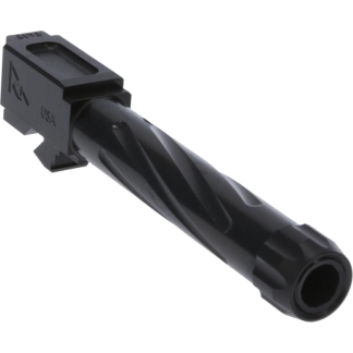 Close-up of a black twist drill bit with a rectangular mounting shank, shown at an angle.